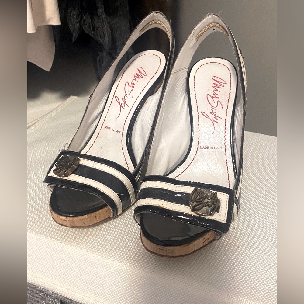 Miss Sixty Blue and White Women's Wedge Sailor Type Shoes Size 36